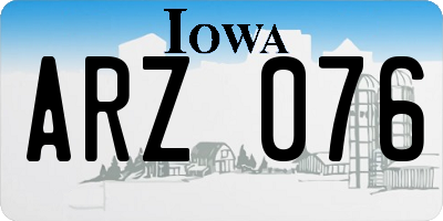 IA license plate ARZ076