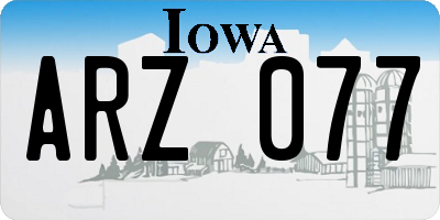 IA license plate ARZ077