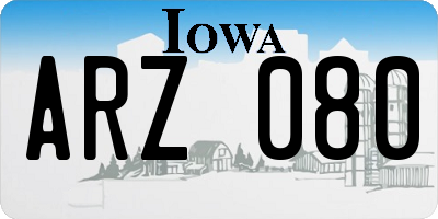 IA license plate ARZ080