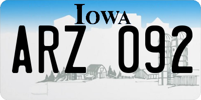 IA license plate ARZ092