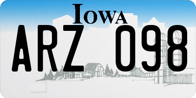 IA license plate ARZ098