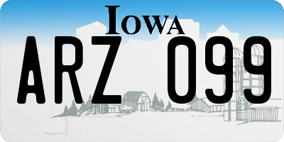 IA license plate ARZ099