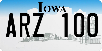 IA license plate ARZ100