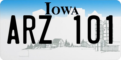 IA license plate ARZ101