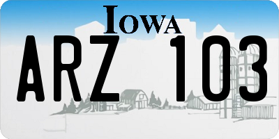 IA license plate ARZ103