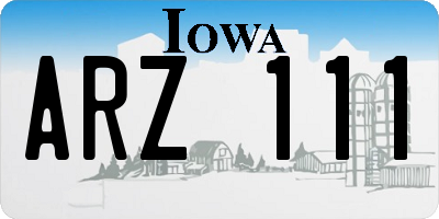 IA license plate ARZ111
