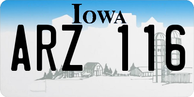 IA license plate ARZ116