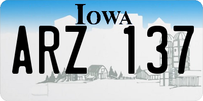 IA license plate ARZ137