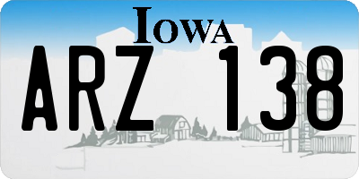 IA license plate ARZ138