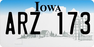 IA license plate ARZ173