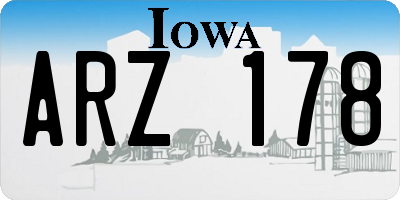 IA license plate ARZ178