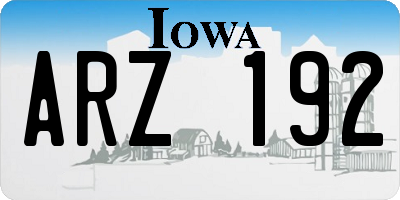 IA license plate ARZ192