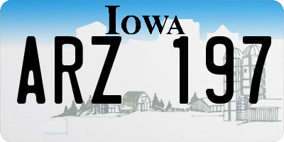 IA license plate ARZ197