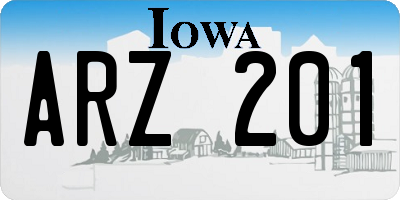 IA license plate ARZ201
