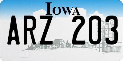 IA license plate ARZ203