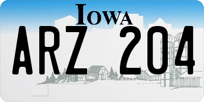 IA license plate ARZ204