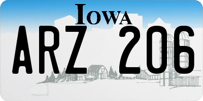 IA license plate ARZ206