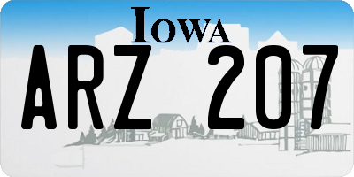 IA license plate ARZ207