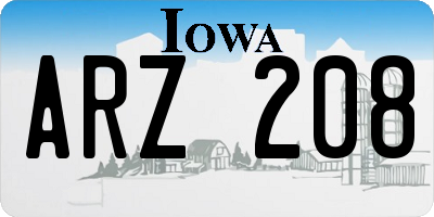 IA license plate ARZ208