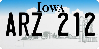 IA license plate ARZ212
