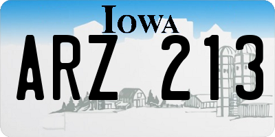 IA license plate ARZ213