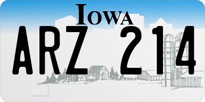 IA license plate ARZ214