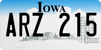 IA license plate ARZ215