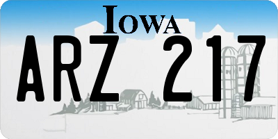 IA license plate ARZ217