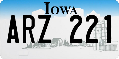 IA license plate ARZ221