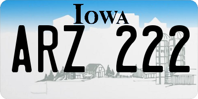IA license plate ARZ222