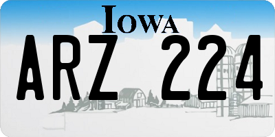IA license plate ARZ224