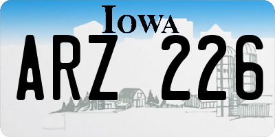 IA license plate ARZ226