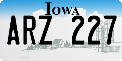 IA license plate ARZ227