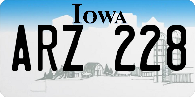 IA license plate ARZ228