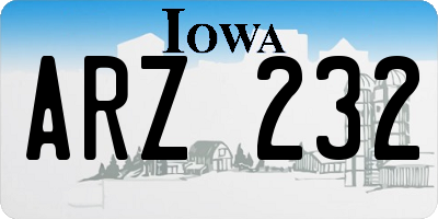 IA license plate ARZ232