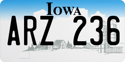 IA license plate ARZ236