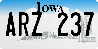 IA license plate ARZ237
