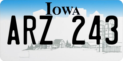 IA license plate ARZ243