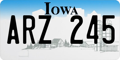 IA license plate ARZ245