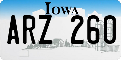 IA license plate ARZ260