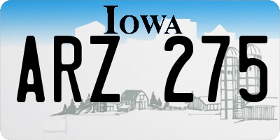 IA license plate ARZ275