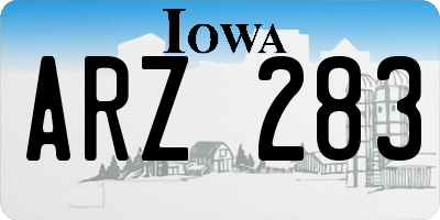 IA license plate ARZ283