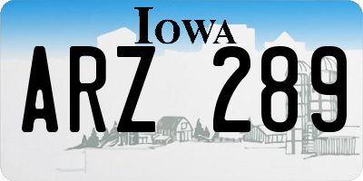 IA license plate ARZ289