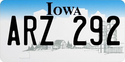 IA license plate ARZ292