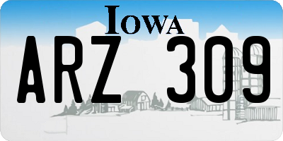 IA license plate ARZ309