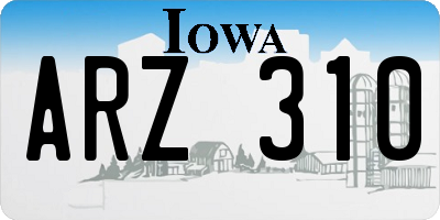 IA license plate ARZ310