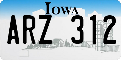 IA license plate ARZ312