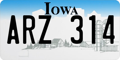 IA license plate ARZ314