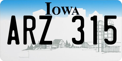 IA license plate ARZ315