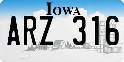 IA license plate ARZ316